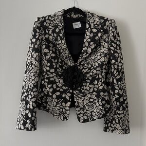 Giorgio Armani Black and Cream Floral Blazer